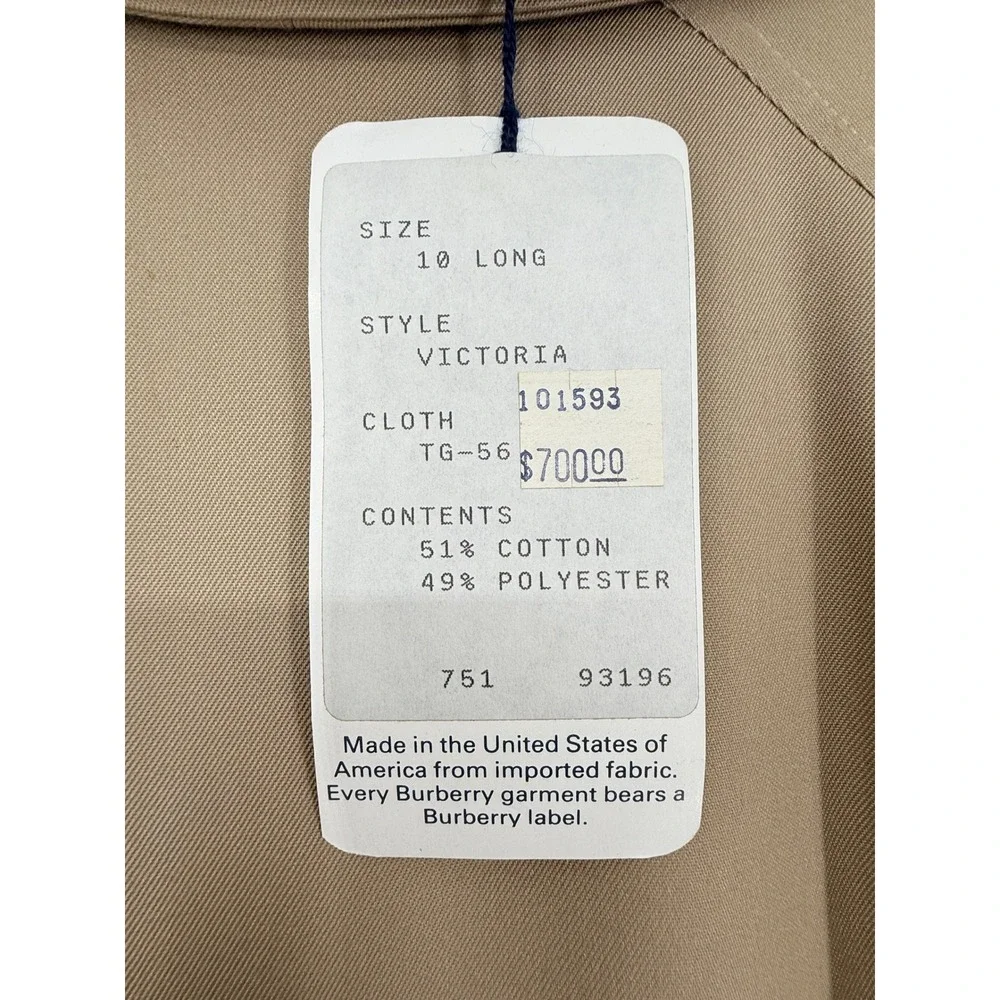 Burberrys' of London New 1996 Victoria Trench Coat Tan Belted 10 Long Warmer CBK - Picture 5 of 16